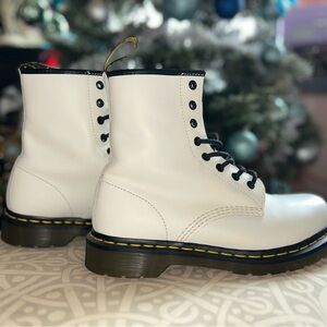 Dr. Martens White and Black Lace-Up Boots